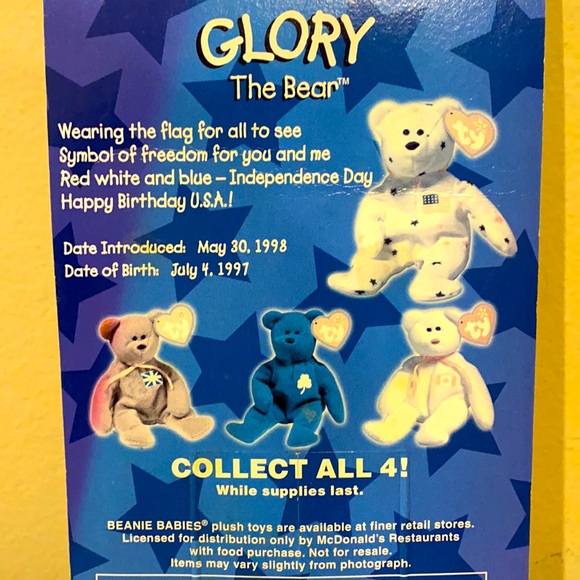 McDonald's Ty Beanie Baby Glory the Bear still in package - Picture 6 of 9